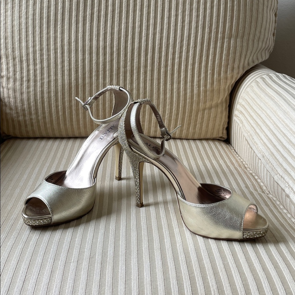Alfani Gold Peep-Toe Heels